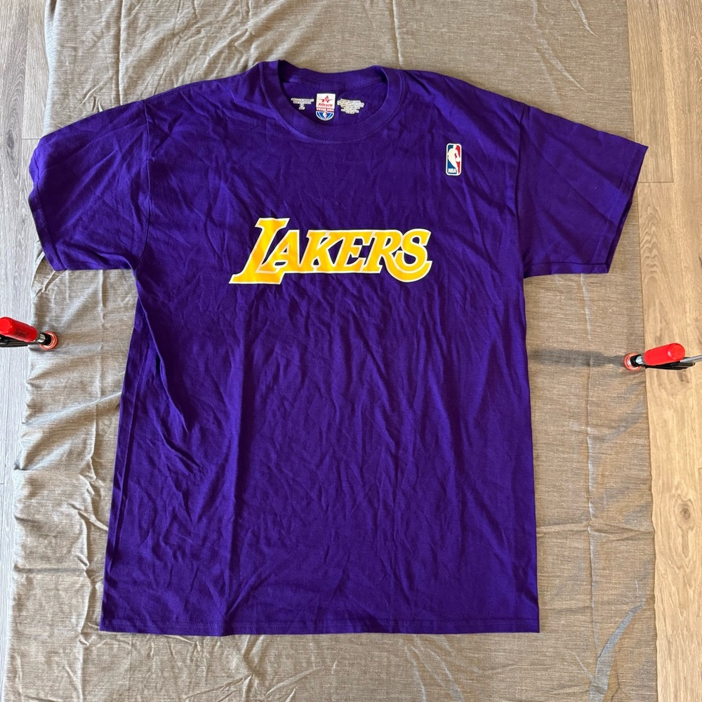 Mens NBA Alleson Athletic Los Angeles Lakers Coach Purple Cotton T-Shirt Size XL
